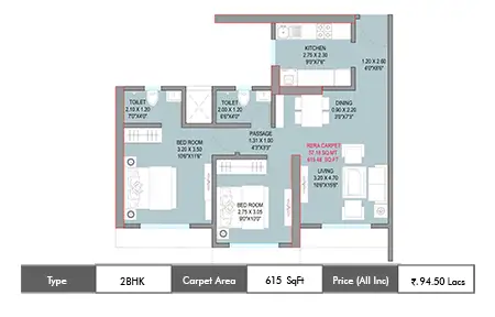2_BHK_615 SqFt